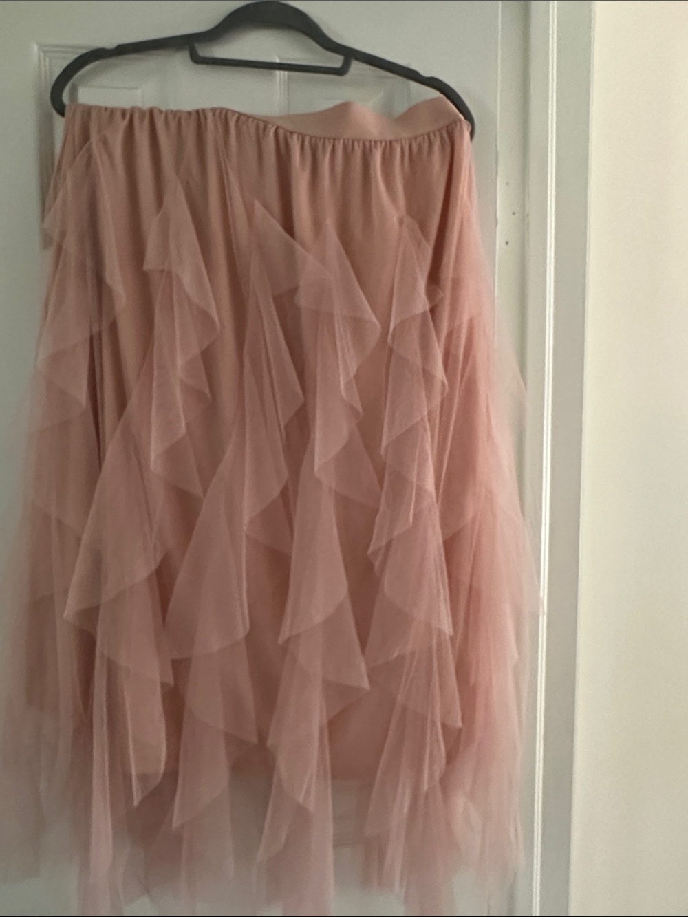 ODDY Peach Ruffled Tulle Skater Skirt